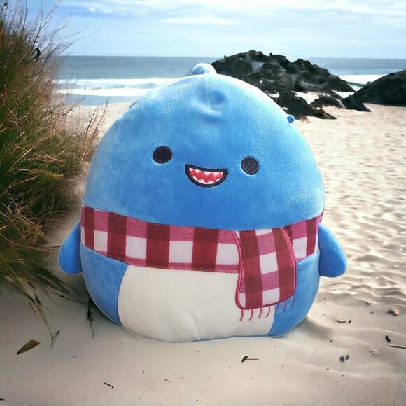 Kellytoy Squishmallows Ray The Blue Shark with Scarf, 8" Plush No Tag - Picture 1 of 6